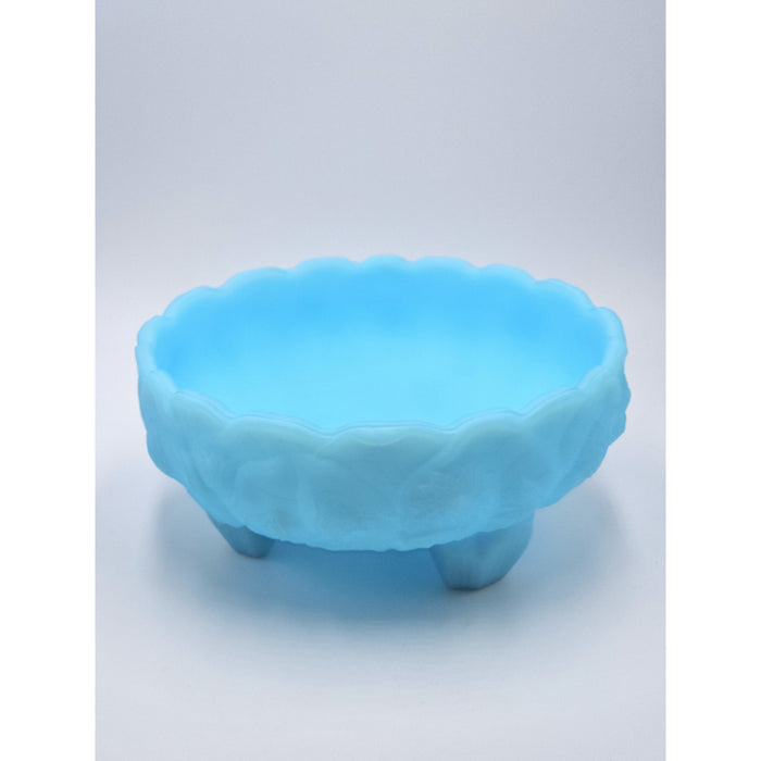 3-toed Waterlily Bowl-Blue Satin-Fenton Art Glass
