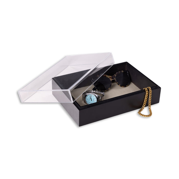 Arno Valet Box with Acrylic Lid, Black