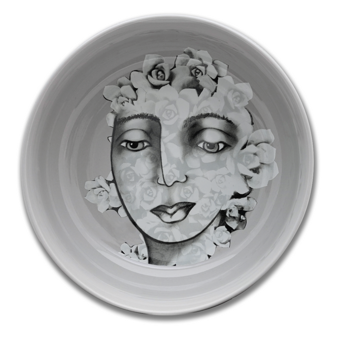 CEREAL / SOUP BOWL SET OF 4 - succulent faces