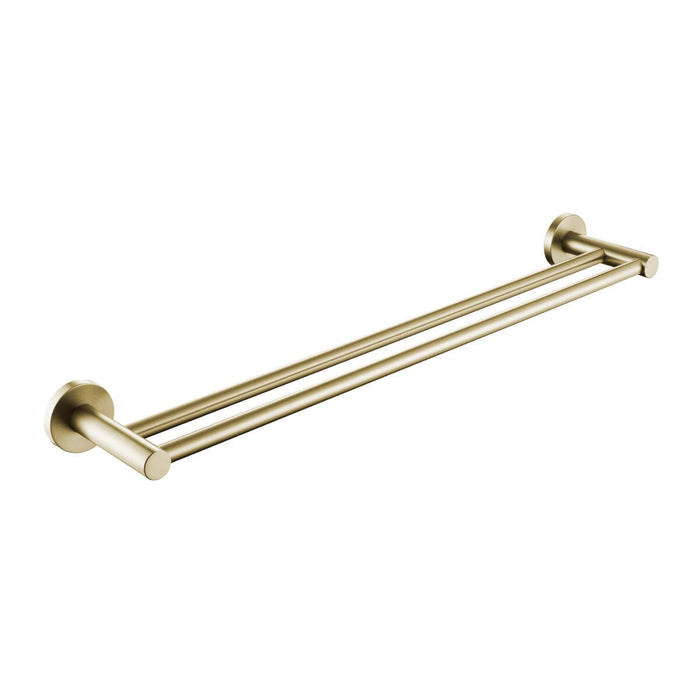 Clio Double Towel Rail 800mm Brushed Gold Accessories Arova