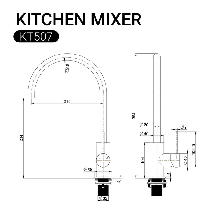CLIO Gooseneck Kitchen Sink Mixer Tap Chrome Tapware Arova