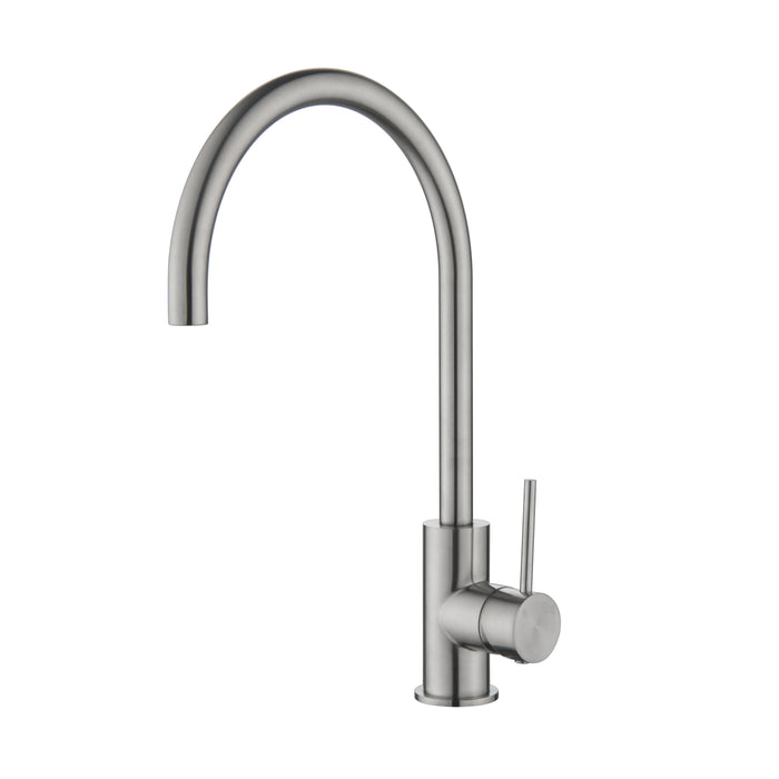 CLIO Gooseneck Kitchen Sink Mixer Tap Brushed Nickel Tapware Arova