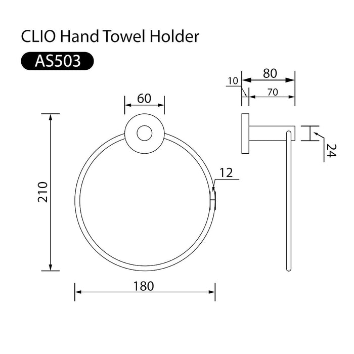 Clio Hand Towel Holder Gunmetal Accessories Arova