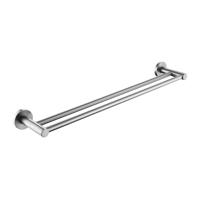 Clio Round Double Towel Rail 600mm Brushed Nickel Accessories Arova