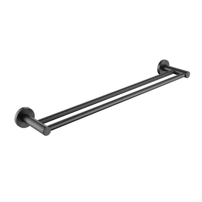 Clio Round Double Towel Rail 600mm Gunmetal Accessories Arova