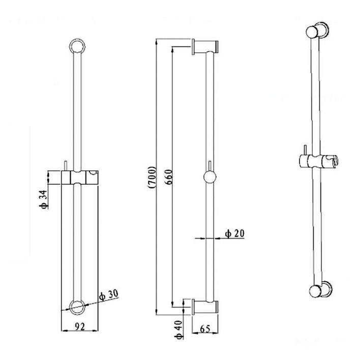 Como Shower Rail Round Gunmetal Showers Arova