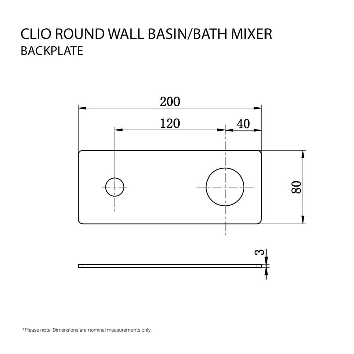 CLIO Wall Basin/Bath Mixer Spout Backplate Matte Black Tapware Arova