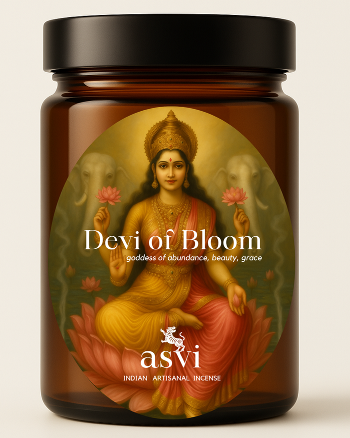 Laxmi incense styled for morning meditation or rituals, creating an atmosphere of sacred luxury and spiritual illumination.