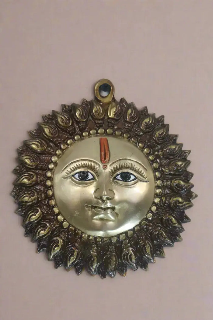 Elegant Brass Sun God (Surya) Wall Decor Piece   Brass Ware