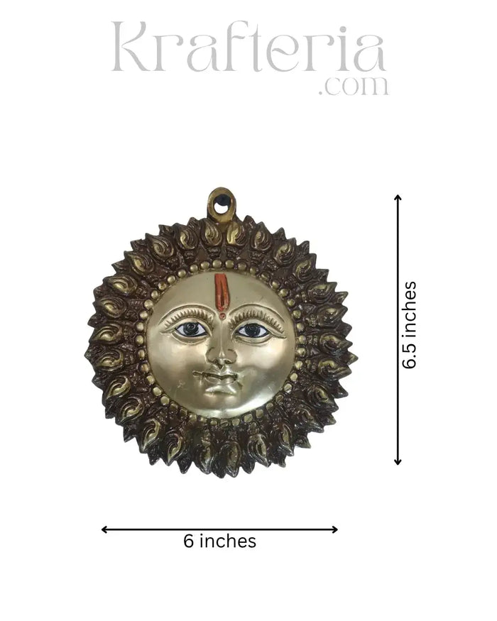 Elegant Brass Sun God (Surya) Wall Decor Piece   Brass Ware
