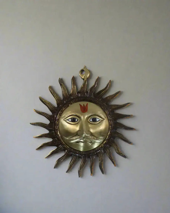Elegant Brass Sun God (Surya) Wall Decor Piece   Brass Ware