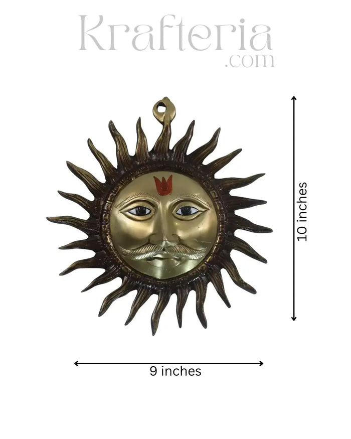 Elegant Brass Sun God (Surya) Wall Decor Piece   Brass Ware
