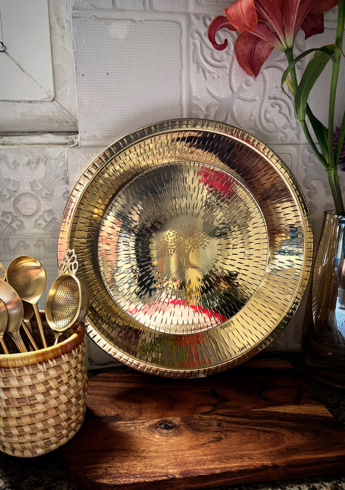 Hammered Brass Paraat | Handcrafted Dough Kneading Bowl