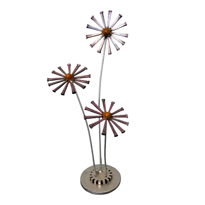 Handmade Metal Daisy Sculpture – Dancing Flowers Garden Art – Upcycled Steel Home Decor