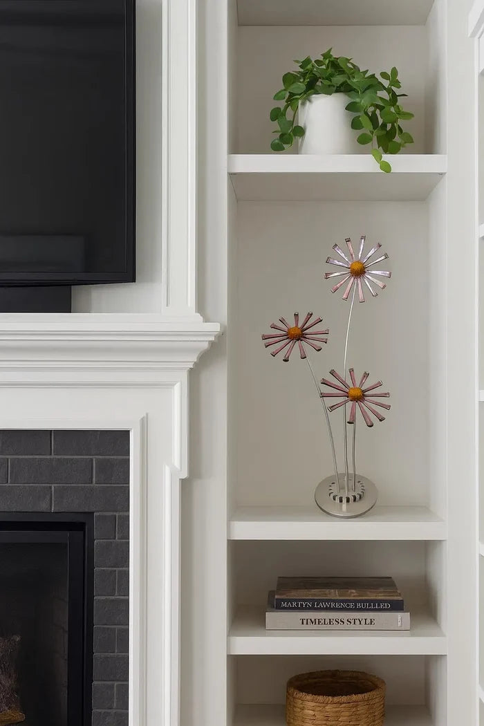 Handmade Metal Daisy Sculpture – Dancing Flowers Garden Art – Upcycled Steel Home Decor