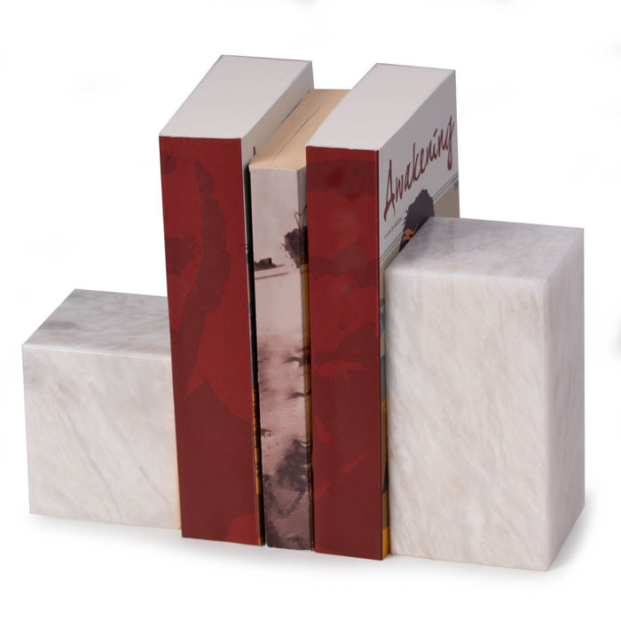 Hathaway White Marble Cube Design Bookends