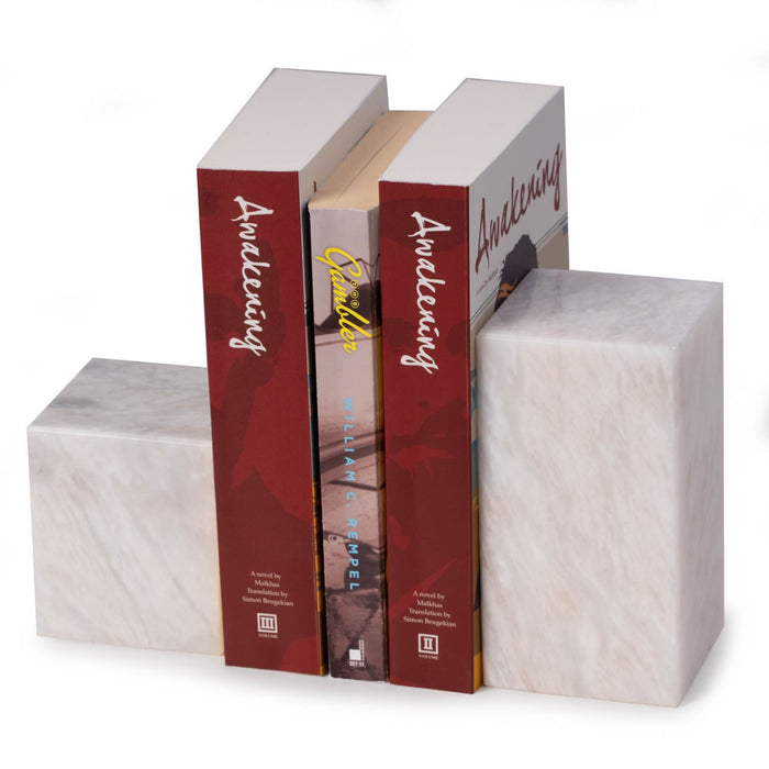 Hathaway White Marble Cube Design Bookends