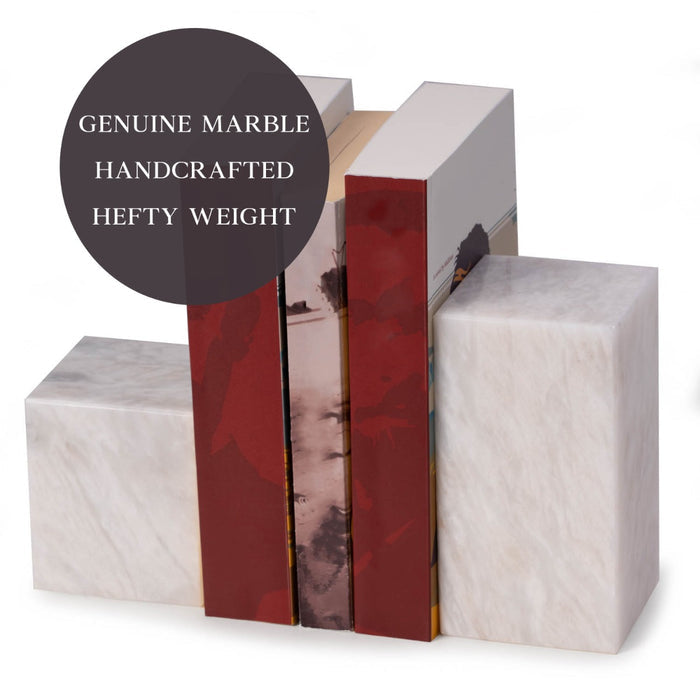Hathaway White Marble Cube Design Bookends