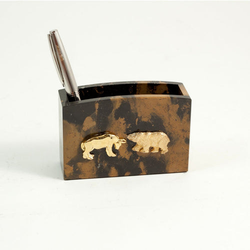 "Hermes" Pen Cup- Tiger Eye
