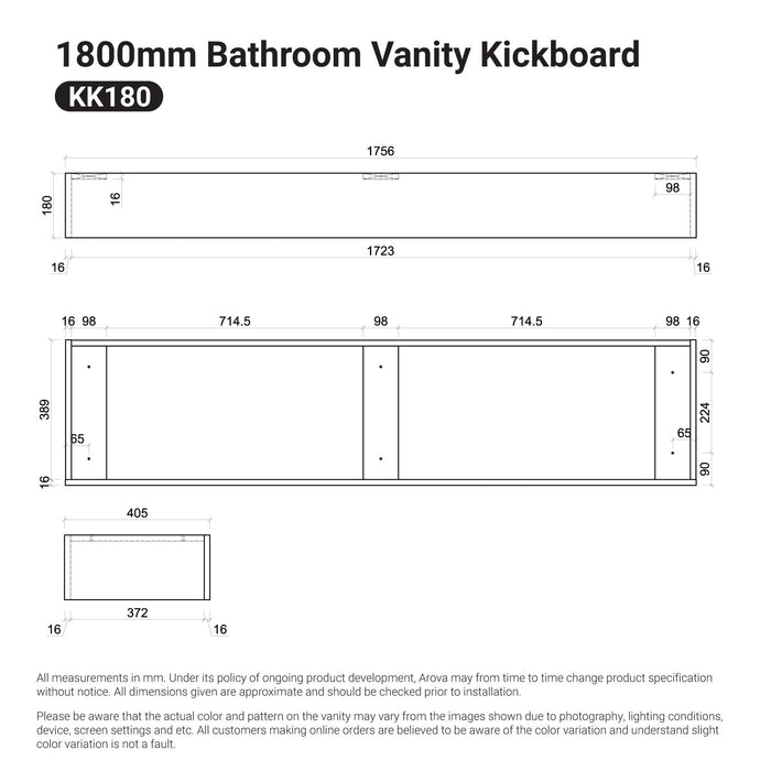 1800mm Oak Timber Vanity Kickboard Vanity Kicker Arova