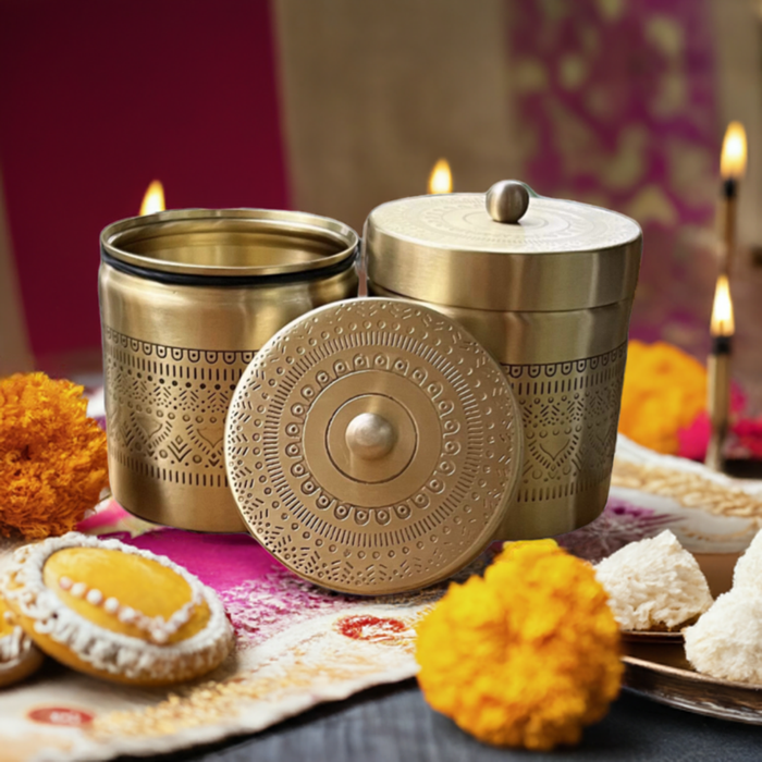 Mystic Mandala Metal Canister | Handcrafted Airtight Storage Jar