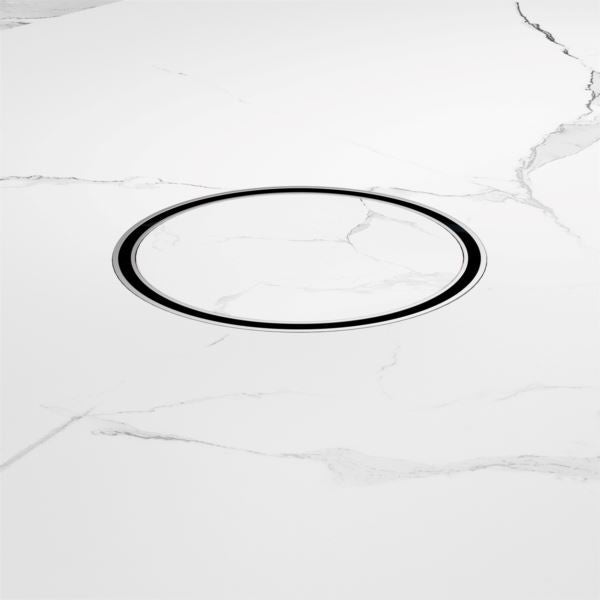 Nero 130mm Round Tile Insert Floor Waste 100mm Outlet Brushed Nickel NRFW005BN Shower Grate Nero