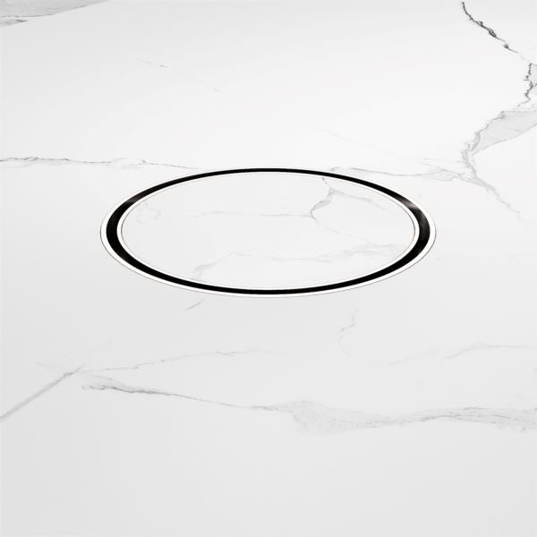Nero 130mm Round Tile Insert Floor Waste 100mm Outlet Chrome NRFW005CH Shower Grate Nero