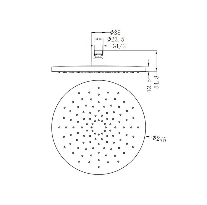 Nero ABS 250mm Round Shower Head Chrome showers Nero