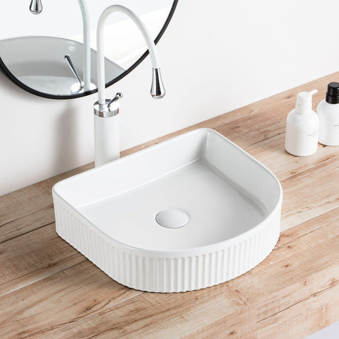 Ori 41 Arch Basin Fluted Above Counter Gloss White Basins Arova