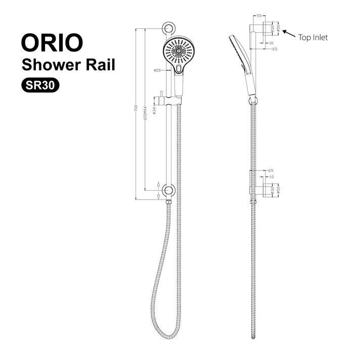 Orio Shower Rail Round Chrome Showers Arova