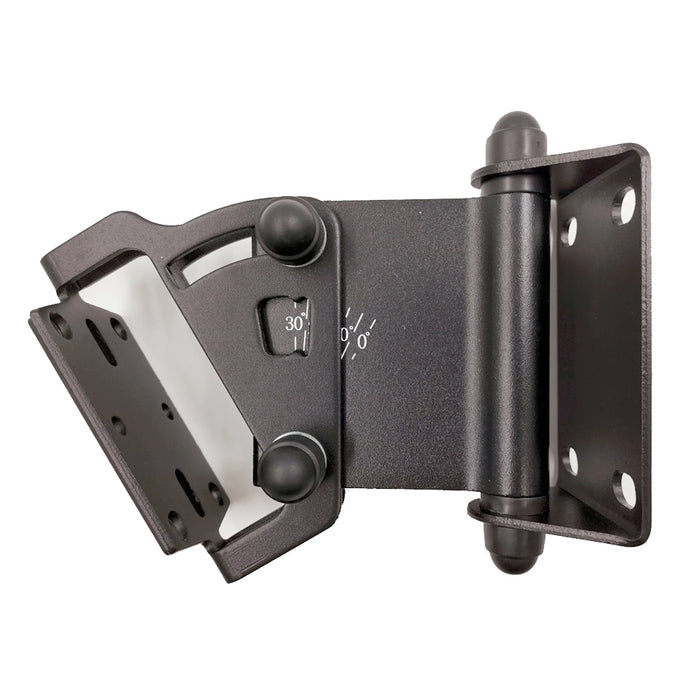 Perlisten Wall Bracket for R/S/A Series Speakers, Black, top view showing the angle adjustment scale
