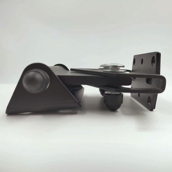 Perlisten Wall Bracket for R/S/A Series Speakers, Black, three-quarter view facing left with wall plate at right