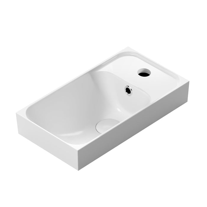 Petite 40 Small Bathroom Basin with Overflow 1 Tap Hole Gloss White Basins Arova