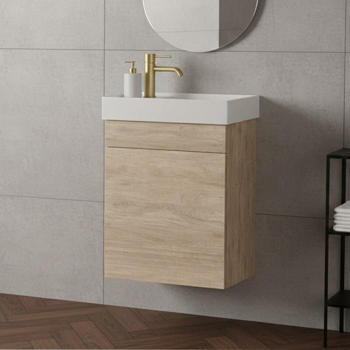 Petite Albany 390mm Oak Timber Small Bathroom Vanity Vanities Arova