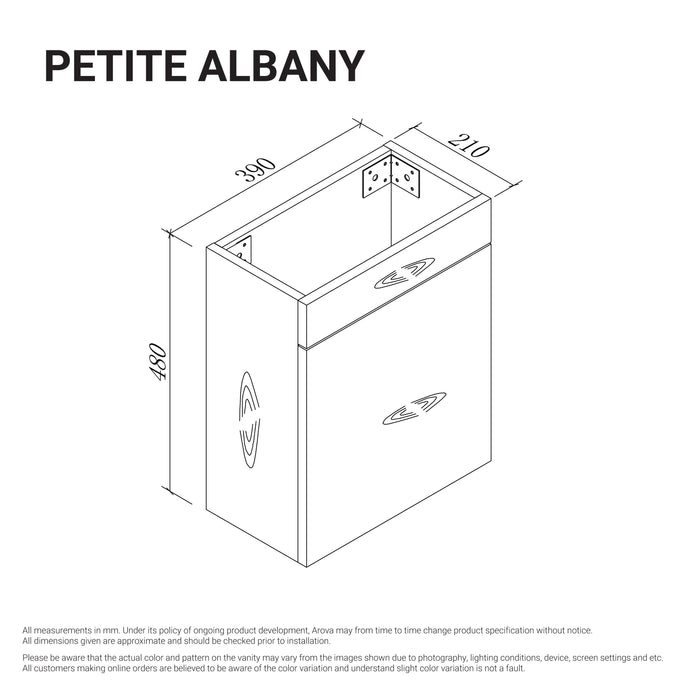Petite Albany 390mm Oak Timber Small Bathroom Vanity Vanities Arova