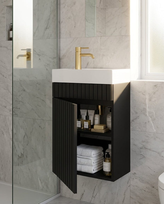 Petite Bronte 390mm Small Vanity Matte Black Vanities Arova