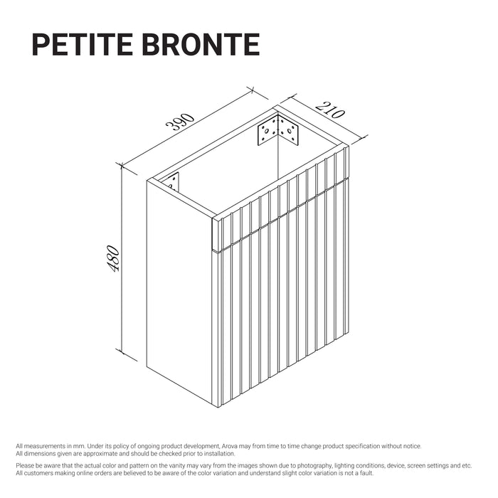 Petite Bronte 390mm Small Bathroom Vanity Matte Black Vanities Arova