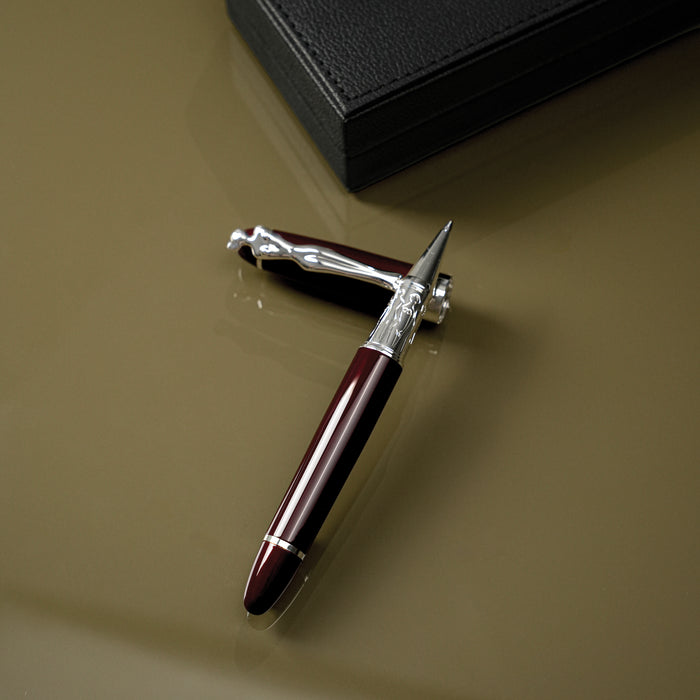 ROLLERBALL PEN - woman - silver - burgundy