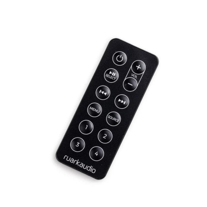 Ruark Audio Remote Control for R1 MK4 Bluetooth Radio, Black, three-quarter view facing left