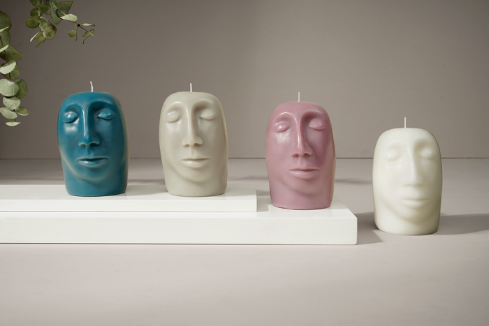 SCULPTURAL CANDLE SET - blue