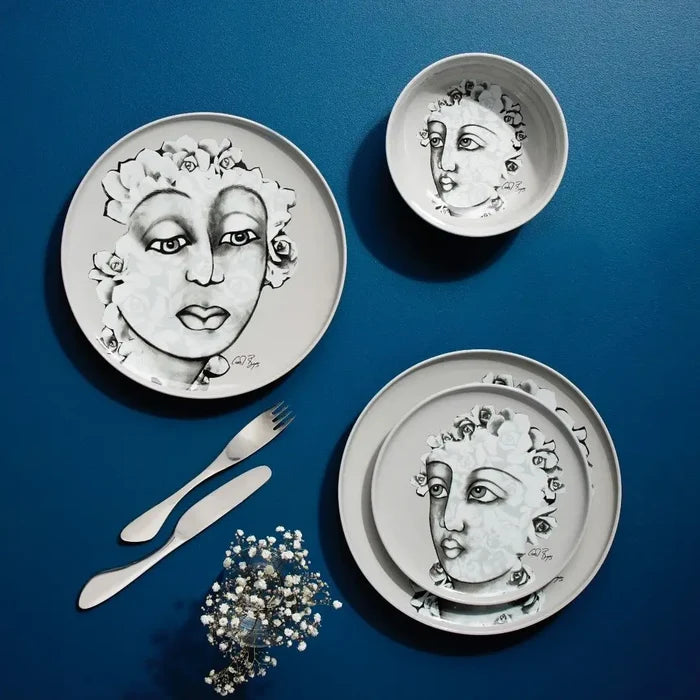 SIDE PLATE SET OF 4 - succulent faces