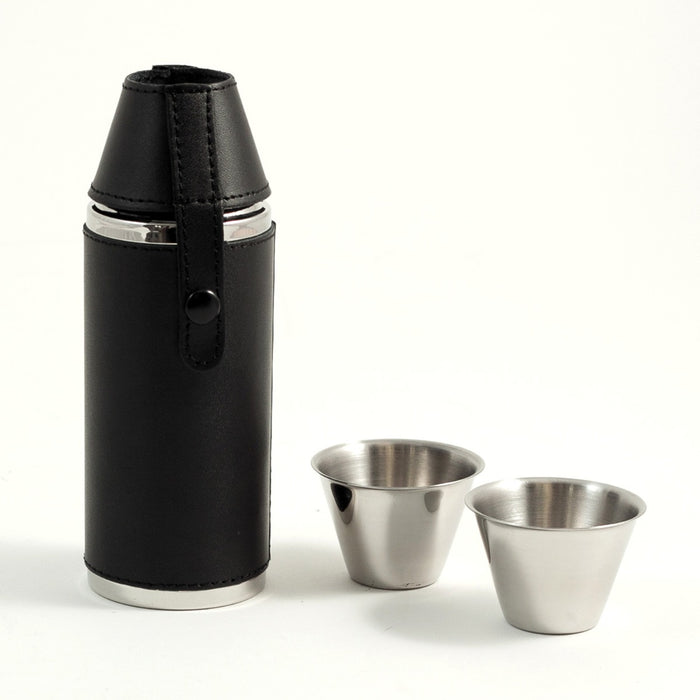 Stainless Steel Tan Leather Cylinder Flask