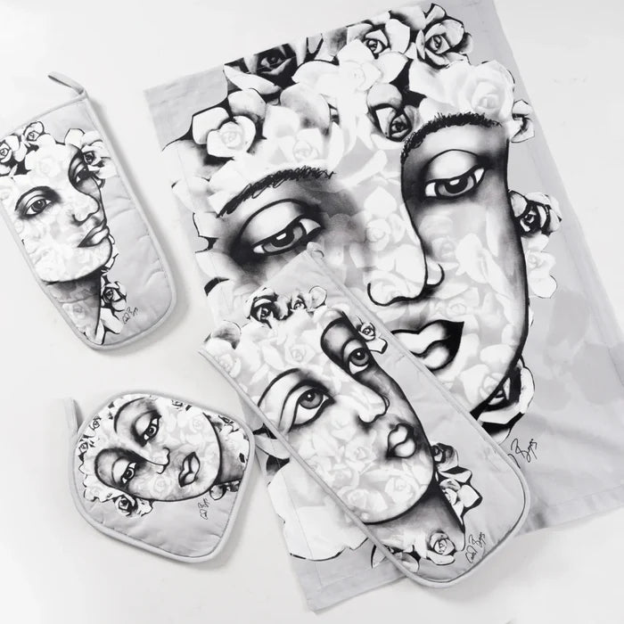 TEA TOWEL - succulent faces