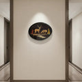 Tranquil Deer Silhouette – Handcrafted Oval Rosewood Inlay Artwork   Inlay Art