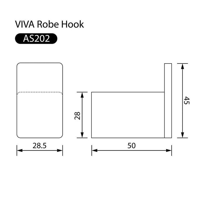 Viva Robe Hook Brushed Gold Accessories Arova