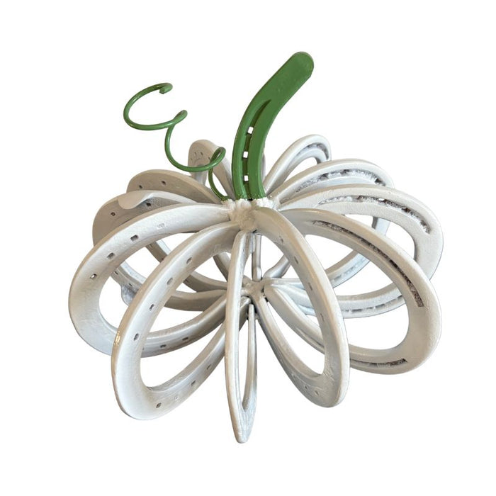 White Horseshoe Pumpkin – Handcrafted Metal Fall Decor